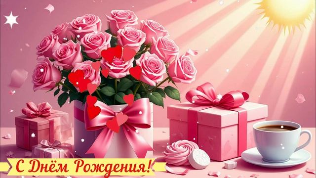 С Днём Рождения! Поздравление КРАСИВАЯ Открытка Видео смотреть онлайн