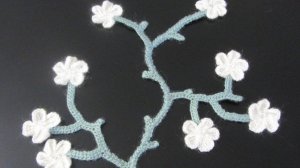 Веточка с цветочками для жилета 2 часть.Вяжем вместе ирландское кружево