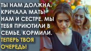 Ты нам должна. Кричала мать! Нам и сестре. Мы тебя приютили в семье, кормили. Теперь твоя очередь!