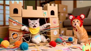 Мультики для детей. Котики и картонный домик, мультфильм детям