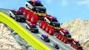 Гигантская Полицейская Машина Пересекает Гигантскую Яму С Автомобилями 🚒 🚔 🚑АВТОМОБИЛИ и МОТОЦИКЛ