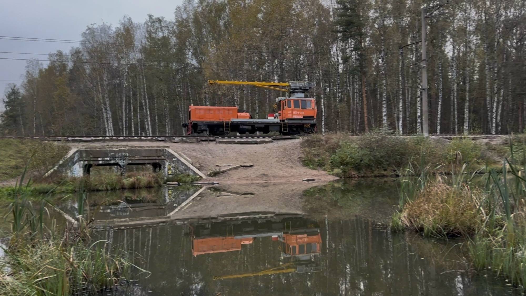 «В лесопарке!» Мотовоз МПТ4 - 481 на перегоне, октябрь 2025 года смотреть онлайн