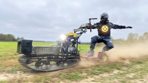 Самодельный гусеничный мини вездеход - мотособака с мотором от Минска! Ураганим по грязи!