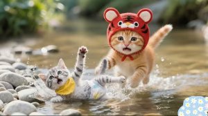 Мультики для детей. Приключения котиков в походе, котик спасает своего друга, мультфильм детям