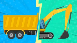 Угадай Машинку по половинке - Самосвал и Экскаватор - Строительные машинки. Мультики для детей