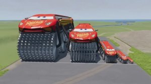 Большой и маленький длинный Lamborghini с двойными колесами-монстрами против ям в бимке BeamNG.Drive