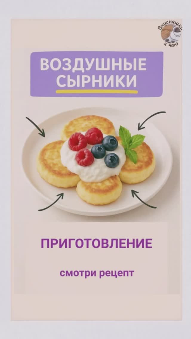 Воздушные сырники с творожным кремом и ягодами