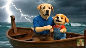 Мультики для детей, собачка с папой попали в шторм, ураган, мультфильм детям