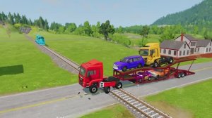 МУЛЬТИКИ ПРО МАШИНКИ. ПОЕЗД СБИЛ АВТОВОЗ С МАШИНКАМИ. СМЕШНОЕ ВИДЕО ДЛЯ ДЕТЕЙ.