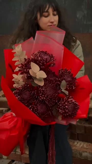 🌹 Букет «Хризантемы Burgundy»