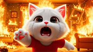 Мультики для детей. Котик и пожар, котик играет с огнем, мультфильм для детей