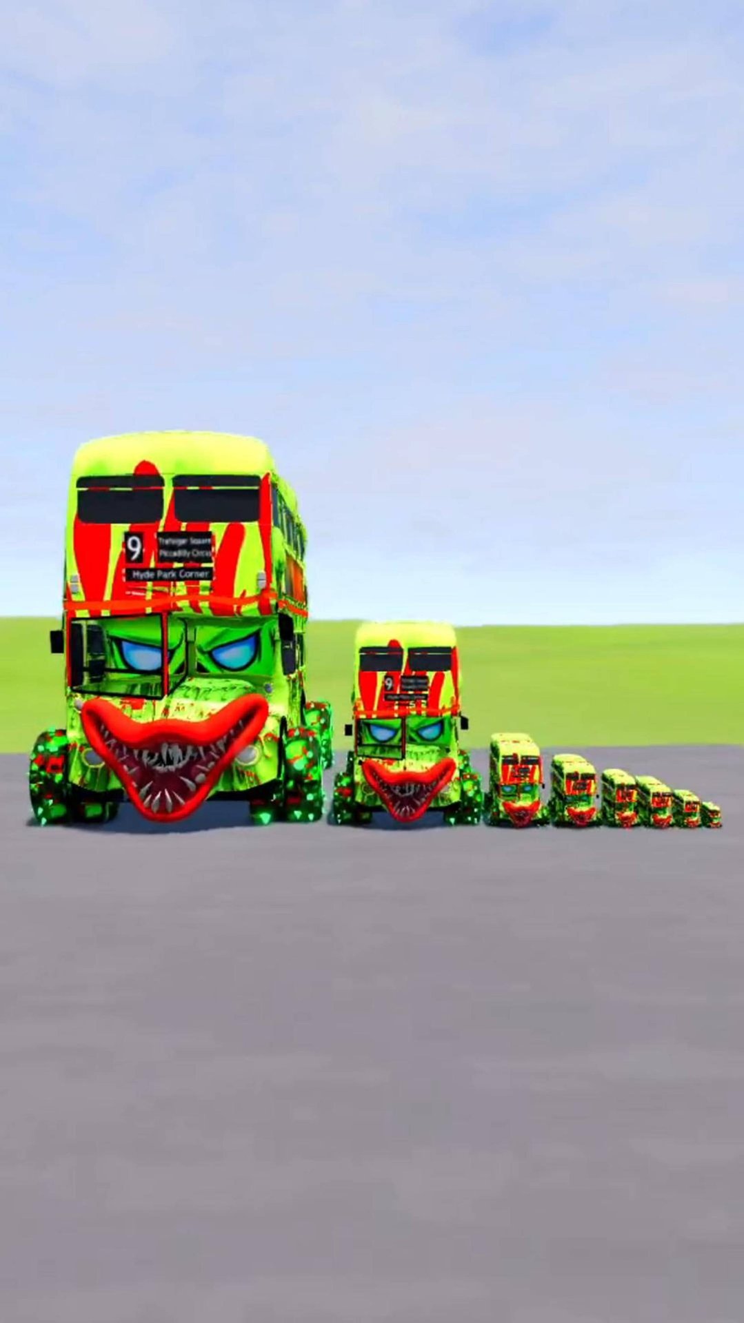 Big and small monster bus on giant wheels vs trains | BeamNG.Drive смотреть онлайн