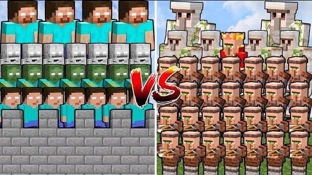 ДЕРЕВЕНСКАЯ АРМИЯ против ЗАМКА ХЕРОБРИН в Майнкрафте