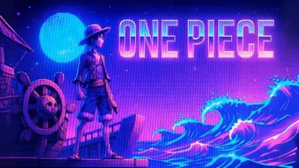 One Piece Neon Grand Line Synthwave Tribute Pixel Wave [get-save.com]