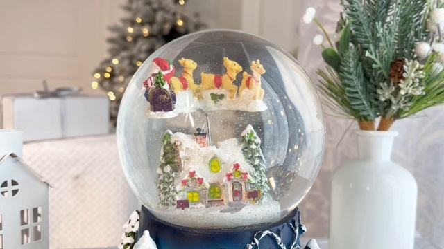 Снежный шар УПРЯЖКА САНТЫ, музыкальный, с динамикой, 20 см, батарейки, 50-0844