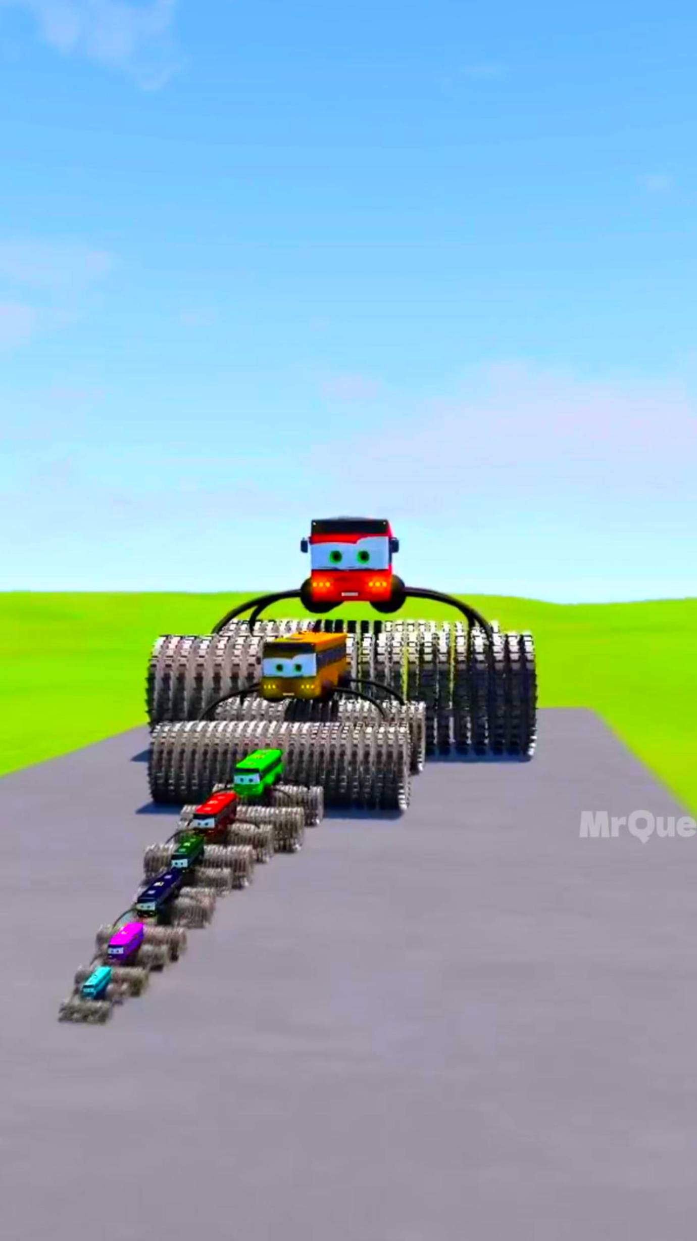 Big & Small Bus Lightning Mcqueen Double Monster Saw Wheels vs Trains | BeamNG.drive смотреть онлайн