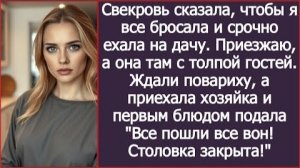 ИСТОРИЯ ИЗ ЖИЗНИ/Свекровь ждала повариху, а приехала хозяйка и всех выгнала вон/Рассказ жизненный