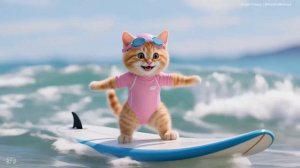 Джинни научилась серфингу с помощью Кошачьего папочки!