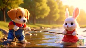 Мультики для детей. Собачка спасает зайчика, приключения собачки, мультфильм детям