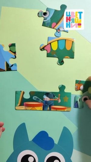 Весёлый пазл для малышей с Котёнком Мур — угадай картинку! 🥁 | Цветняшки мультики для детей