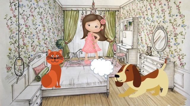 Девочка, собака и кошка