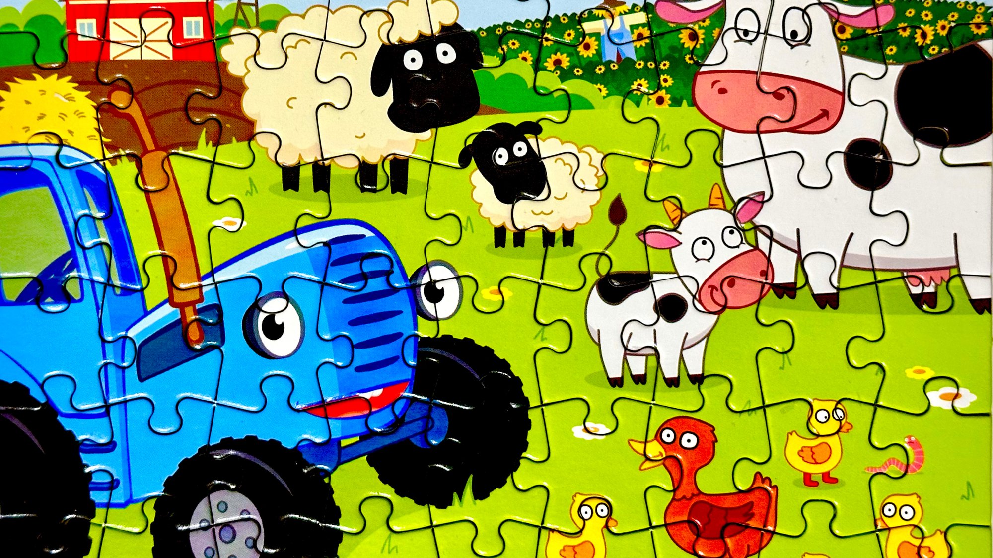 Пазл Синий Трактор собираем вместе. Видео для детей