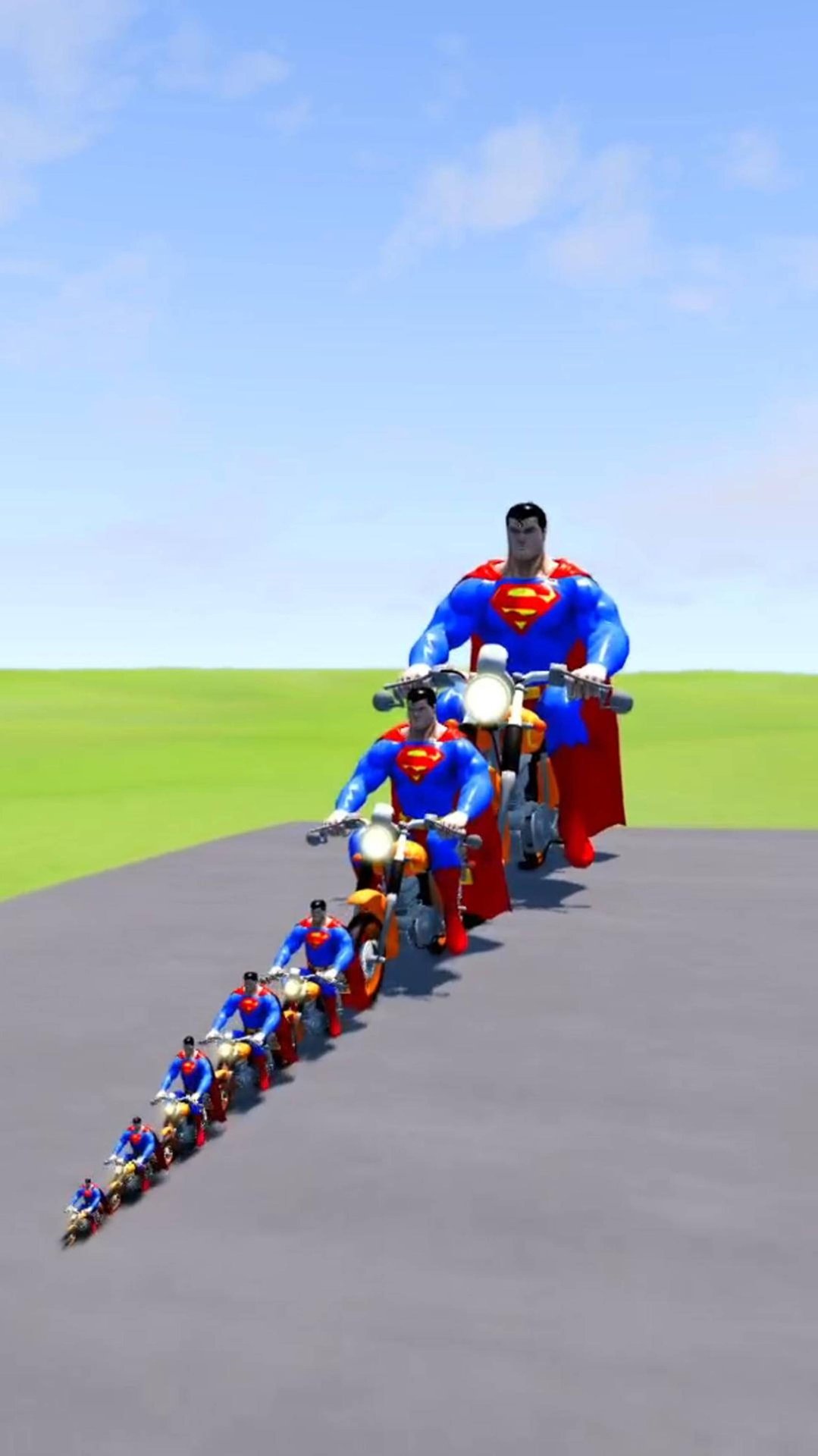 Большой и маленький Супермен на мотоцикле против поезда | BeamNG.Drive смотреть онлайн