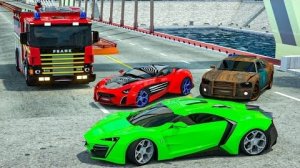 пожарная машина и быстрые спортивные автомобили - АВТОМОБИЛИ и МОТОЦИКЛЫ с ГРУЗОВИКОМ-МОНСТРОМ