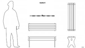 Скамейка О. Чертёж. Bench O. Drawings.