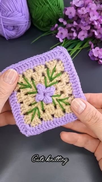 Квадратный мотив крючком😍 смотреть онлайн
