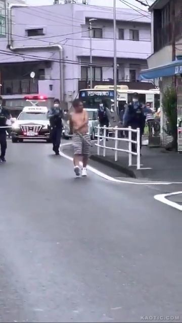 #Япония Японская полиция проводит задержание неадеквата с палкой смотреть онлайн
