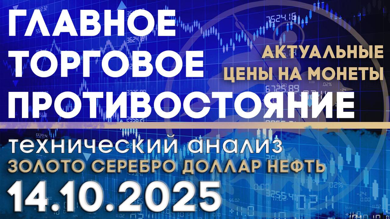 Китай-США - торговое противостояние. Анализ рынка золота, серебра, нефти, доллара 14.10.2025 г смотреть онлайн