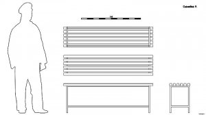 Скамейка P.  Чертёж.  Bench P.  Drawings.