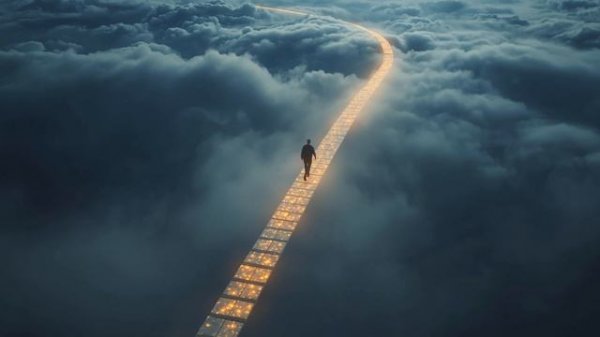 Luminous Path Over the Clouds 🌠 2-Hour Dreamlike Ambience | Floating Trail of Light | Meditative