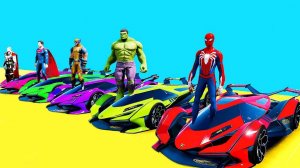 Гонки на Супер Машинах для Детей с Супергероями, Человек-паук, Дэдпул, Халк. Мультики про Машинки.