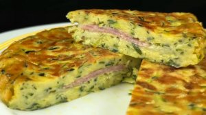 Запеканка из кабачков | Кабачок с яйцом, ветчиной и сыром на сковороде