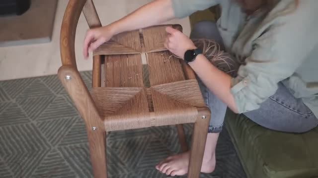 Датское плетение из бумажной веревки _ Плетеная Сидушка на мебели смотреть онлайн