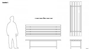 Скамейка T. Чертёж. Bench T. Drawings.