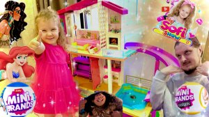 🏠🎁Новый Дом Барби! 💕 Распаковка Mini Brands 🎀 Гости из мультиков — Ариэль, Моана и Эльз