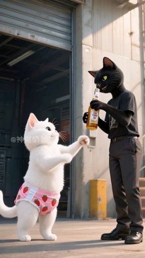 Храбрый маленький  котик спасает собаку в большой битве!