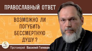 Возможно ли погубить бессмертную душу ?  Протоиерей Василий Гелеван