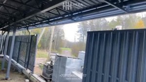 Навес односкатный с хозблоком и зашивкой сайдингом