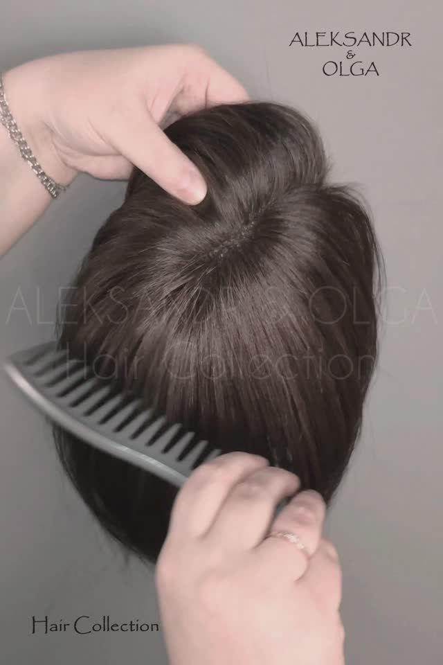 Теменная НАКЛАДКА - восьмёрка, с пробором на моно (с имитацией кожи головы) #натуральнаянакладка смотреть онлайн