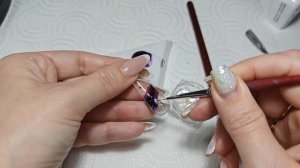 Северное сияние, наращивание верхними формами, сама себе мастер.