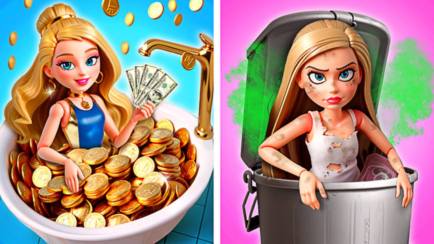 💅 Барби в хаосе! Богатая vs бедная кукла-младенец 👶 смотреть онлайн