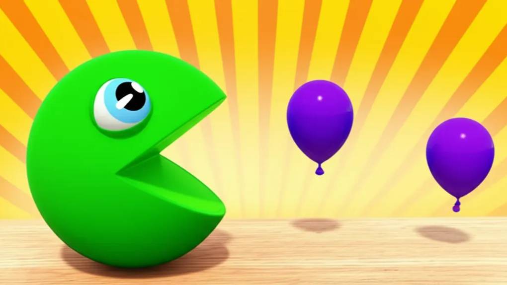 Изучаем Цвета Пакман - ест воздушные шарики УЧИМ цвета мультфильм для детей смотреть онлайн