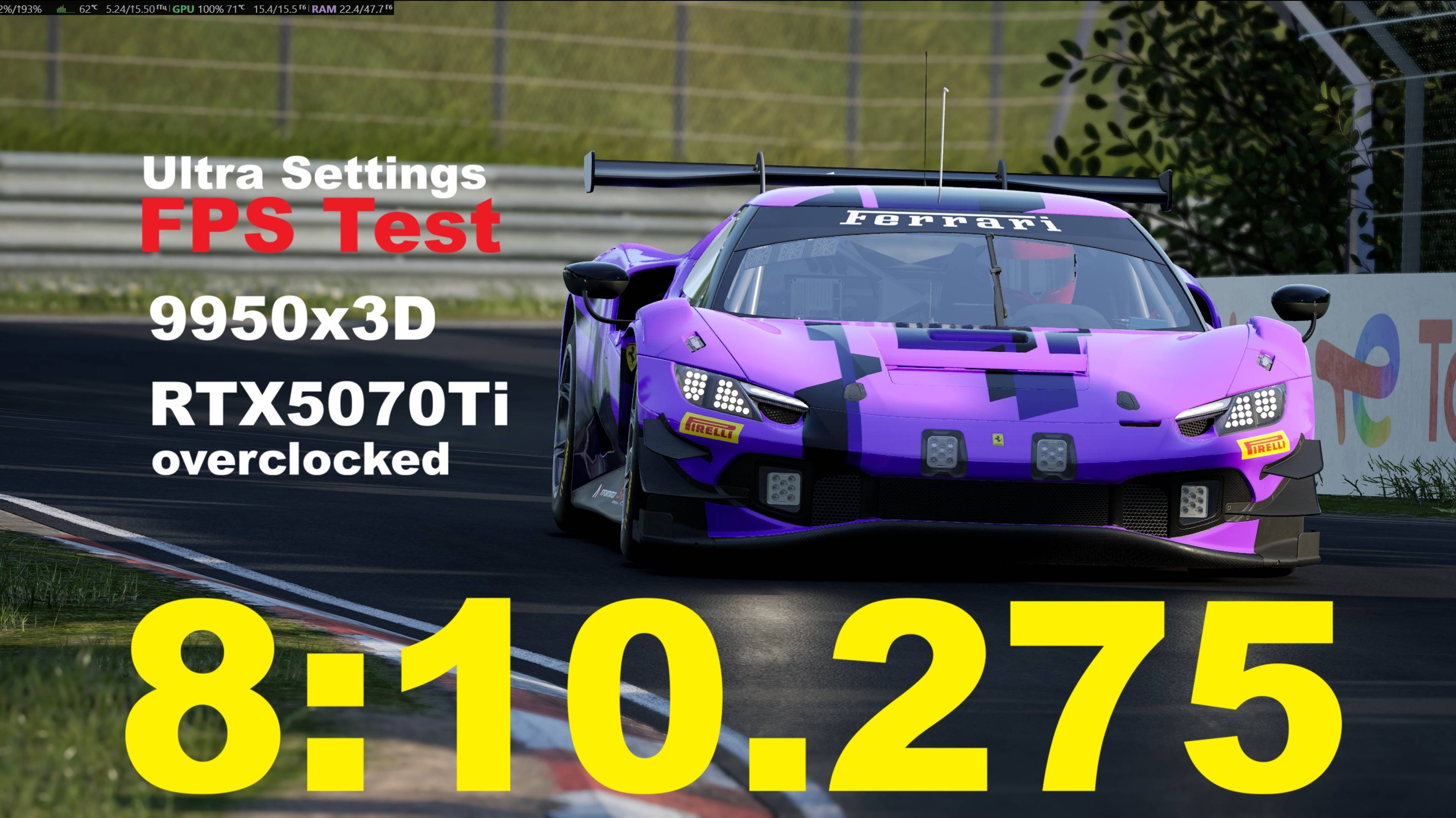 Assetto Corsa Competizione Nordschleife Hotlap 8:10.275 ! + FPS TEST!