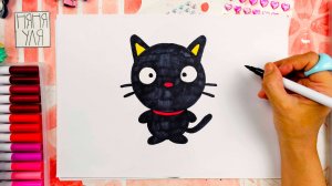 Как нарисовать котика кота Choco Cat из Hello Kitty | Няня Уля - Уроки рисования для детей