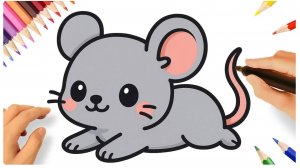 КАК ЛЕГКО НАРИСОВАТЬ СЕРУЮ МЫШКУ В СТИЛЕ КАВАЙИ  🐭💟