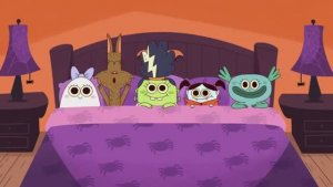 Five Little Monsters Jumping On The Bed _ Super Simple Son - английские песни для детей на хэллоуин